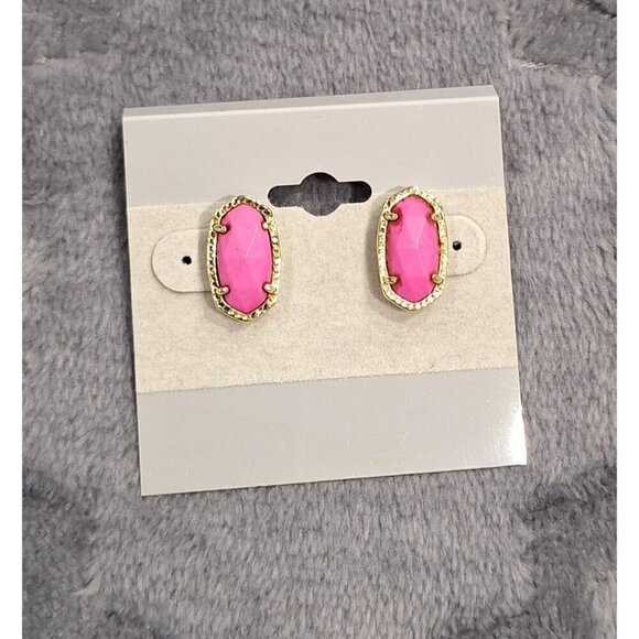 Kendra Scott Ellie Gold Stud Earrings in Magenta/Excellent Used Condition - Picture 1 of 4
